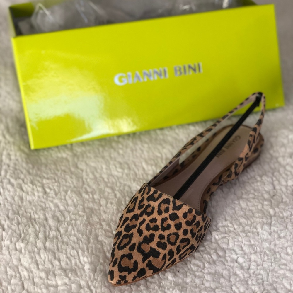 Leopard sling back flats